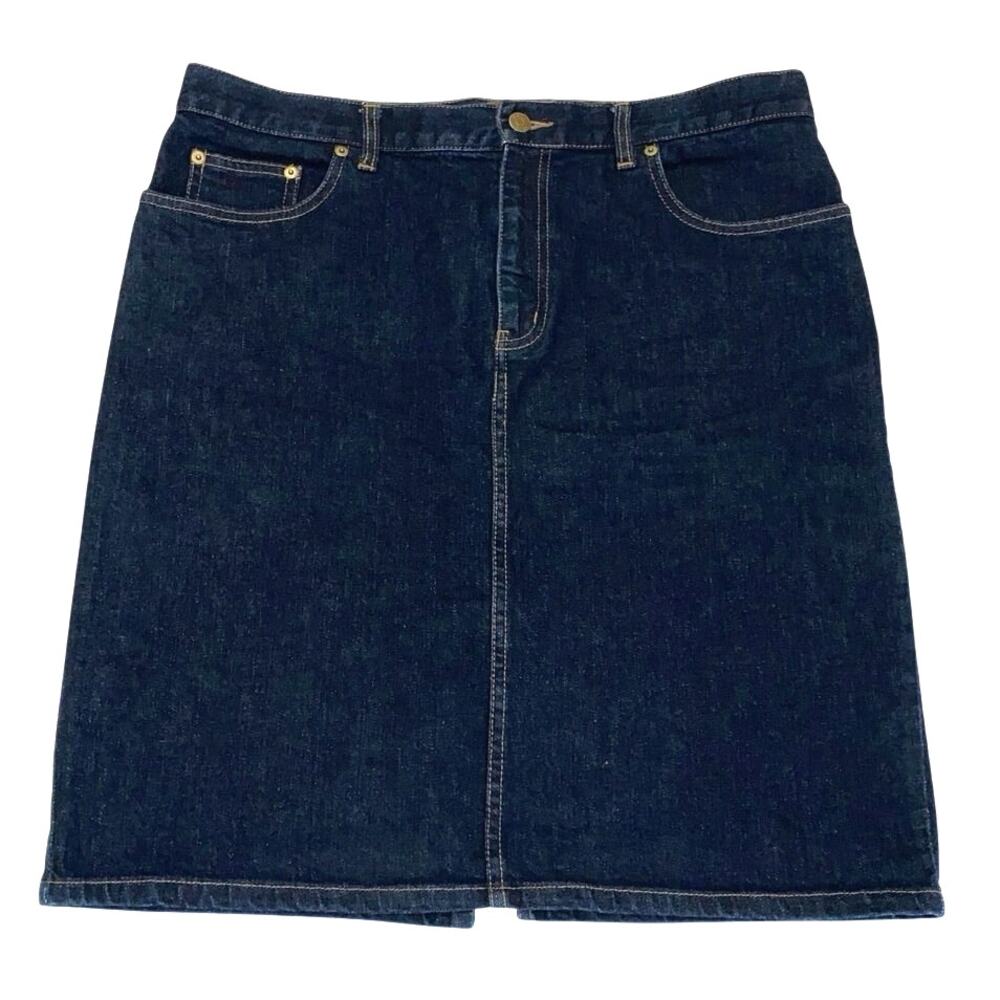 Dark Wash Denim Blue Jean Midi Skirt 5 Pocket Western Boho 14 LRL Rodeo 90s Y2K